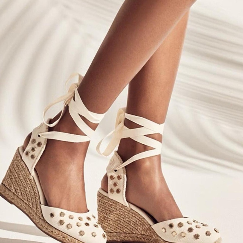 Stuart Weitzman Cream Espadrille Wedges